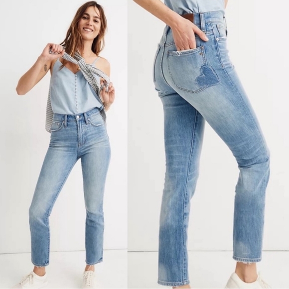RARE MADEWELL 'THE PERFECT VINTAGE' HEART PATCH JEANS - Picture 2 of 14